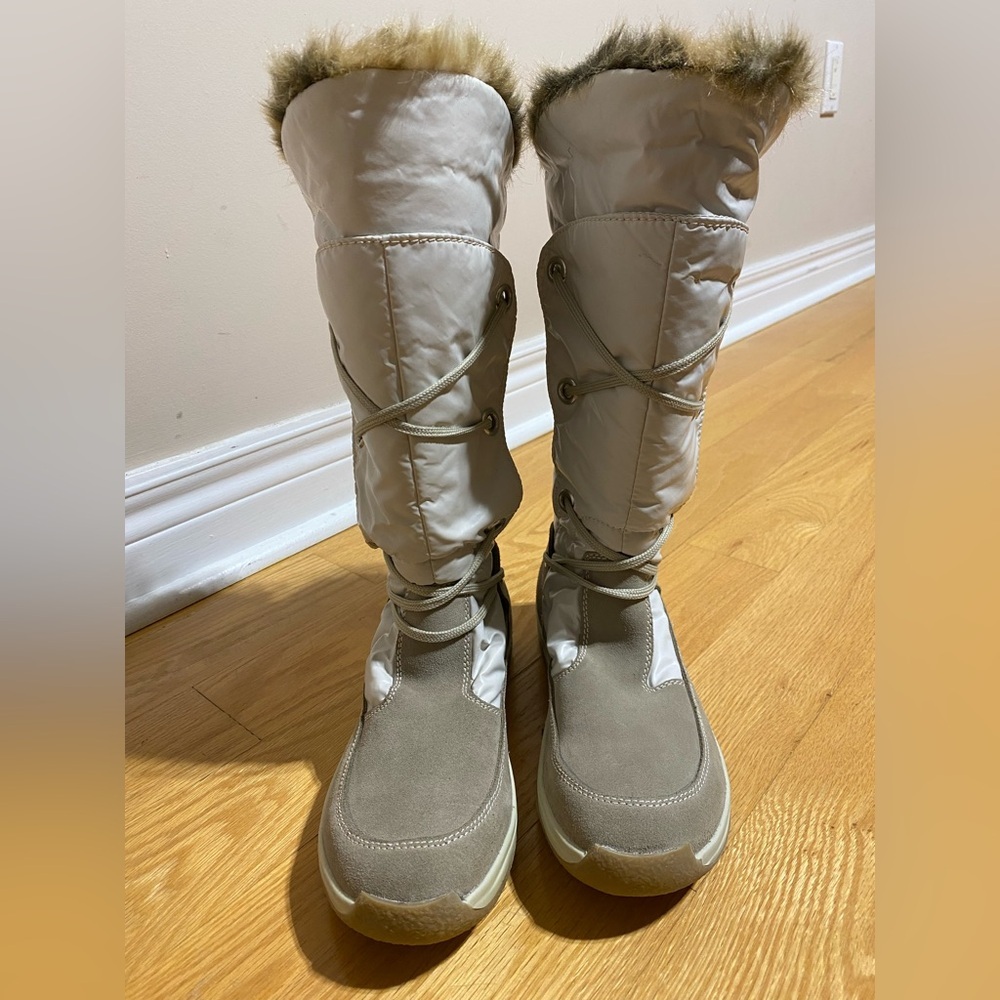 Pajar Winter Boots Cream Lace Up Waterproof Size 37 - Picture 3 of 14